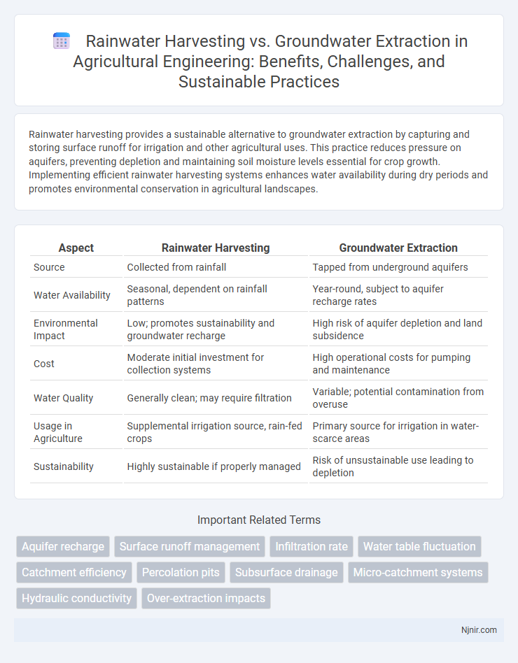 Rainwater Harvesting vs. Groundwater Extraction in Agricultural Engineering: Benefits, Challenges, and Sustainable Practices