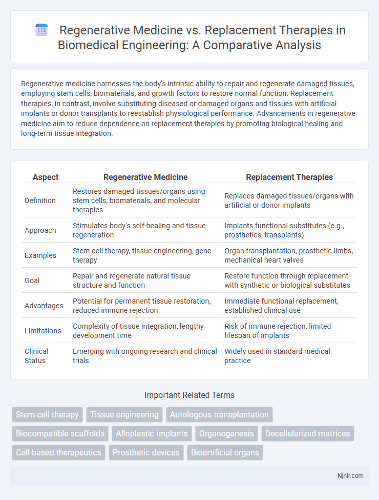 Regenerative Medicine vs. Replacement Therapies in Biomedical Engineering: A Comparative Analysis