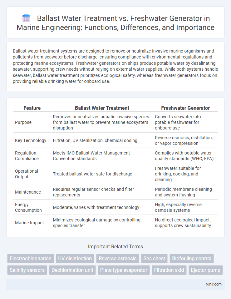 Ballast Water Treatment vs. Freshwater Generator in Marine Engineering: Functions, Differences, and Importance