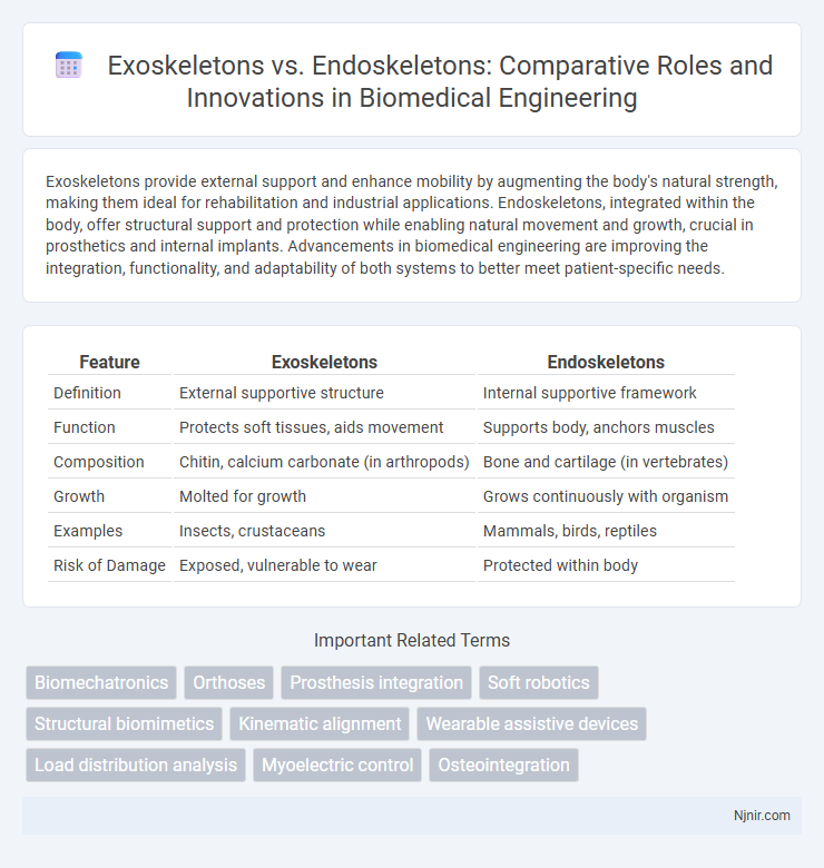 Exoskeletons vs. Endoskeletons: Comparative Roles and Innovations in Biomedical Engineering