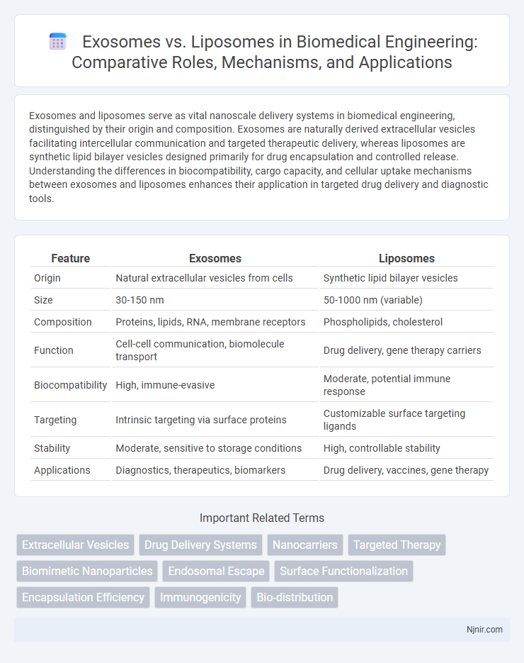 Exosomes vs. Liposomes in Biomedical Engineering: Comparative Roles, Mechanisms, and Applications