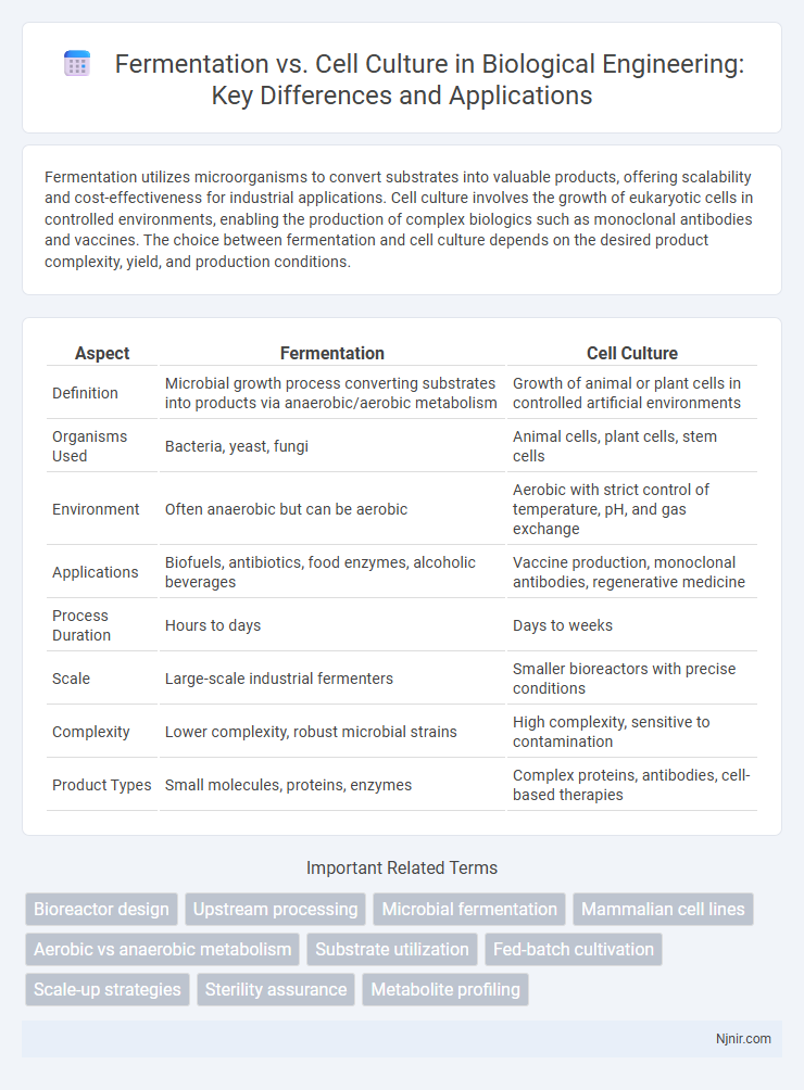 Fermentation vs. Cell Culture in Biological Engineering: Key Differences and Applications