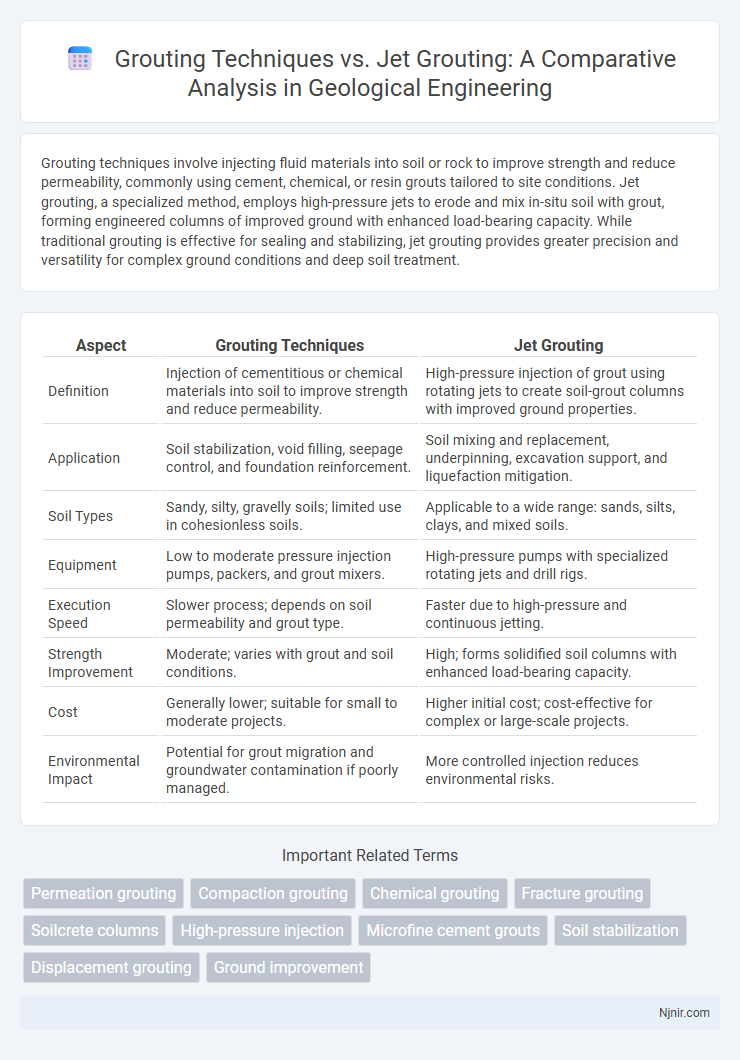 Grouting Techniques vs. Jet Grouting: A Comparative Analysis in Geological Engineering