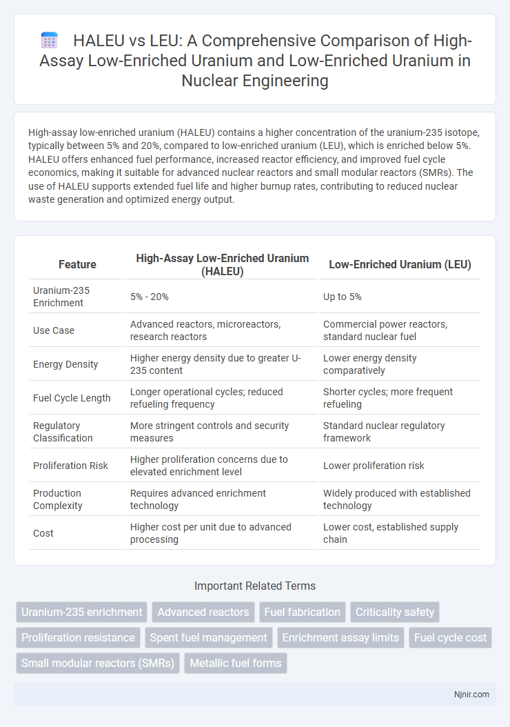 HALEU vs LEU: A Comprehensive Comparison of High-Assay Low-Enriched Uranium and Low-Enriched Uranium in Nuclear Engineering
