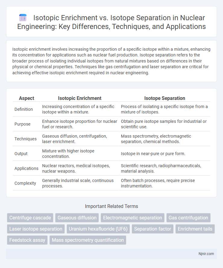 Isotopic Enrichment vs. Isotope Separation in Nuclear Engineering: Key Differences, Techniques, and Applications