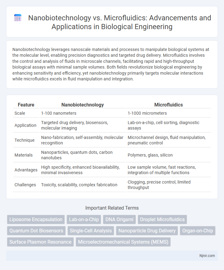 Nanobiotechnology vs. Microfluidics: Advancements and Applications in Biological Engineering