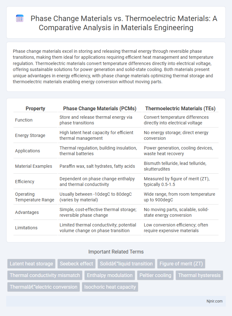 Phase Change Materials vs. Thermoelectric Materials: A Comparative Analysis in Materials Engineering