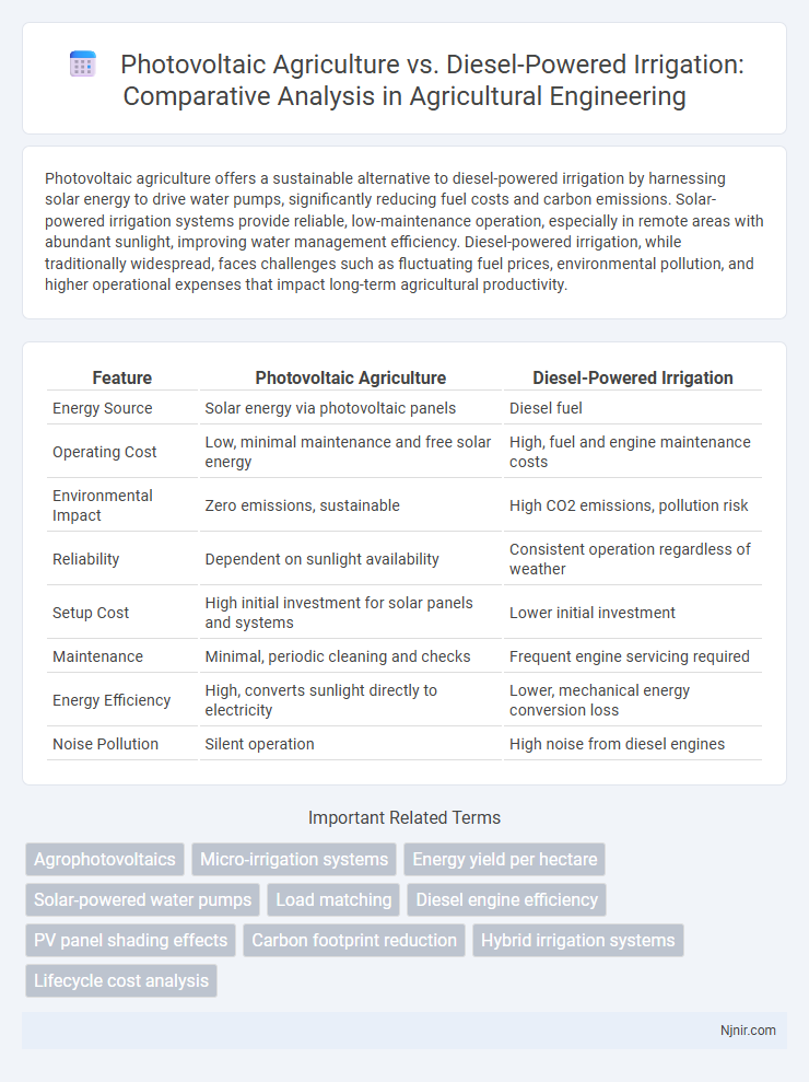 Photovoltaic Agriculture vs. Diesel-Powered Irrigation: Comparative Analysis in Agricultural Engineering
