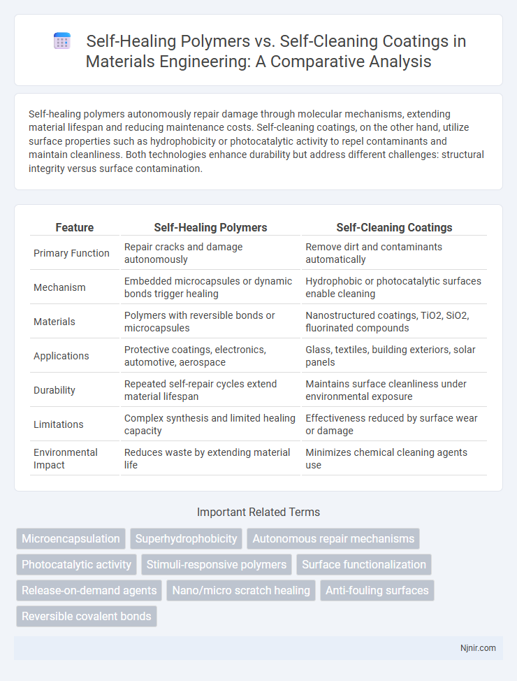 Self-Healing Polymers vs. Self-Cleaning Coatings in Materials Engineering: A Comparative Analysis
