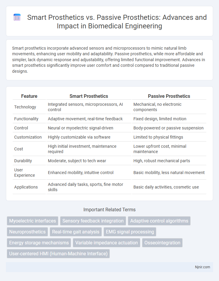 Smart Prosthetics vs. Passive Prosthetics: Advances and Impact in Biomedical Engineering
