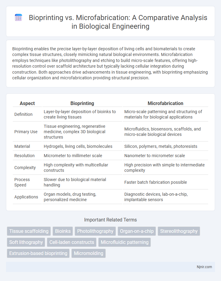 Bioprinting vs. Microfabrication: A Comparative Analysis in Biological Engineering