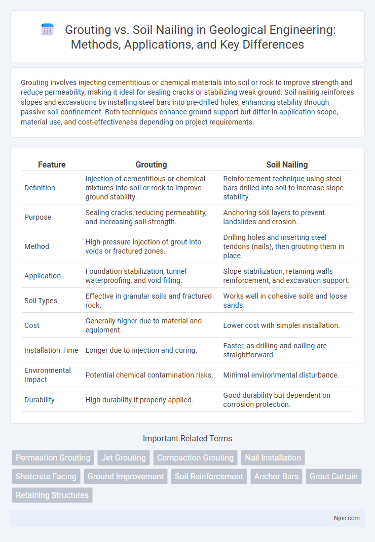 Grouting vs. Soil Nailing in Geological Engineering: Methods, Applications, and Key Differences