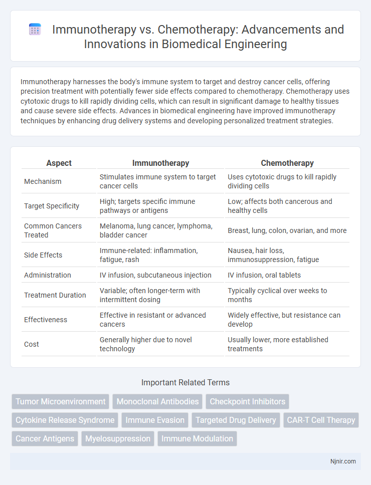 Immunotherapy vs. Chemotherapy: Advancements and Innovations in Biomedical Engineering