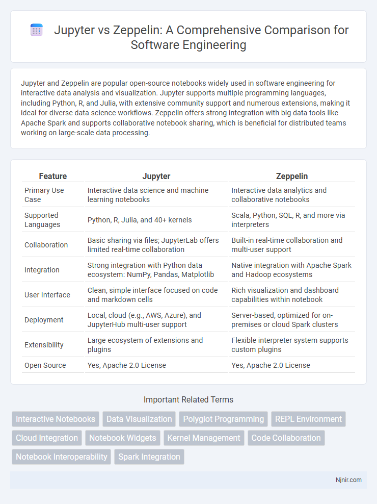 Jupyter vs Zeppelin: A Comprehensive Comparison for Software Engineering