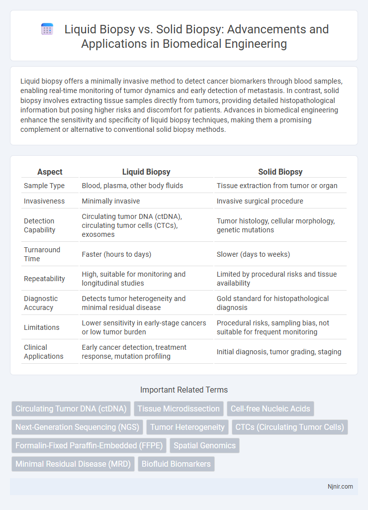 Liquid Biopsy vs. Solid Biopsy: Advancements and Applications in Biomedical Engineering