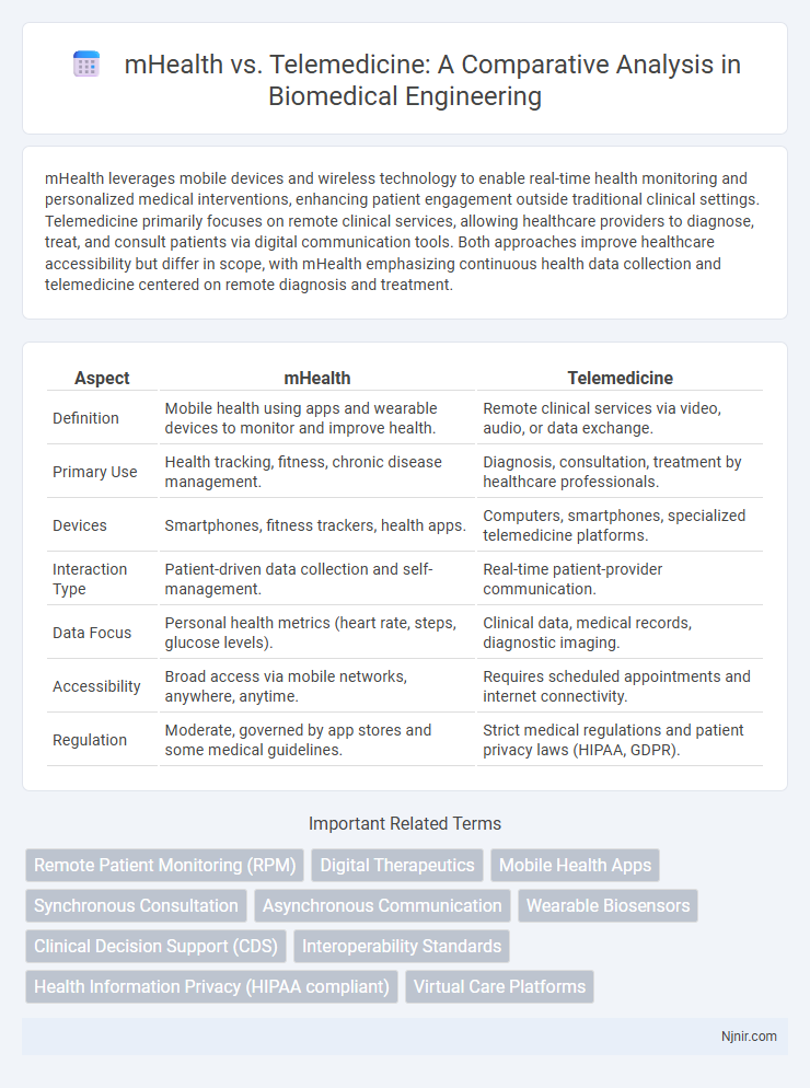 mHealth vs. Telemedicine: A Comparative Analysis in Biomedical Engineering