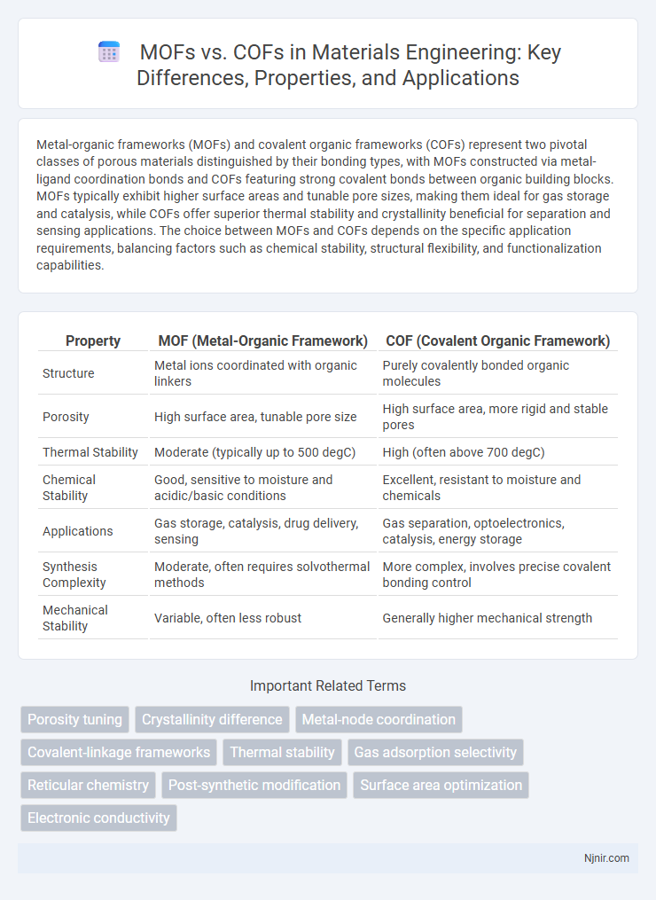 MOFs vs. COFs in Materials Engineering: Key Differences, Properties, and Applications