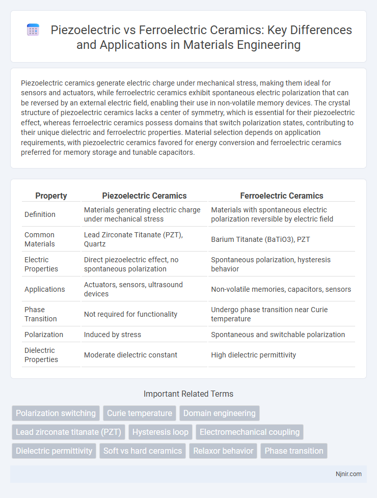 Piezoelectric vs Ferroelectric Ceramics: Key Differences and Applications in Materials Engineering