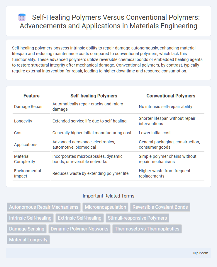 Self-Healing Polymers Versus Conventional Polymers: Advancements and Applications in Materials Engineering