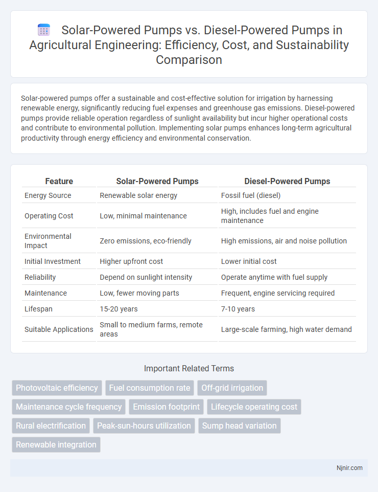 Solar-Powered Pumps vs. Diesel-Powered Pumps in Agricultural Engineering: Efficiency, Cost, and Sustainability Comparison