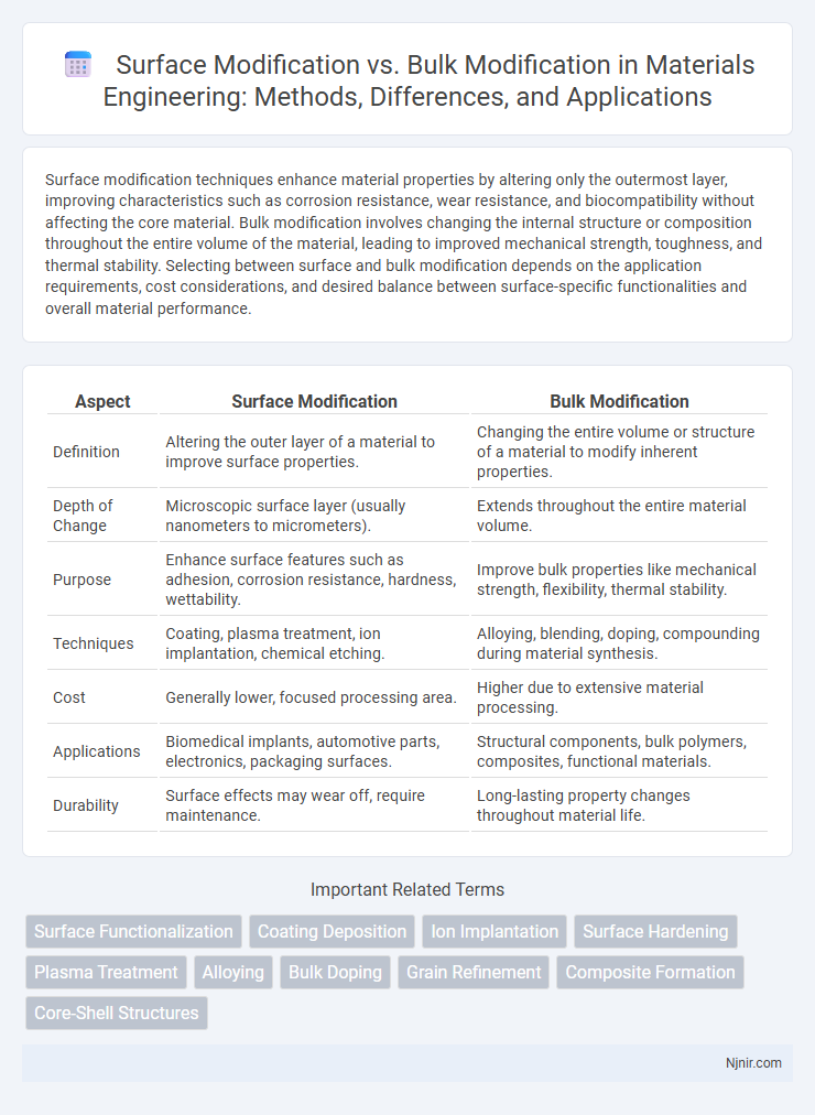 Surface Modification vs. Bulk Modification in Materials Engineering: Methods, Differences, and Applications