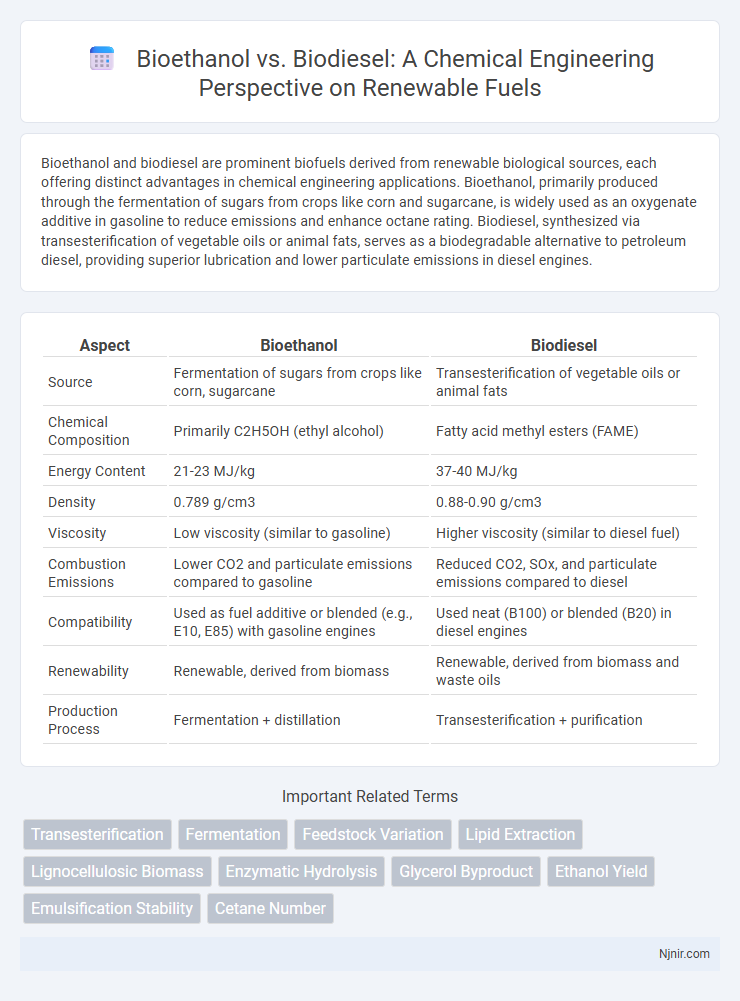 Bioethanol vs. Biodiesel: A Chemical Engineering Perspective on Renewable Fuels
