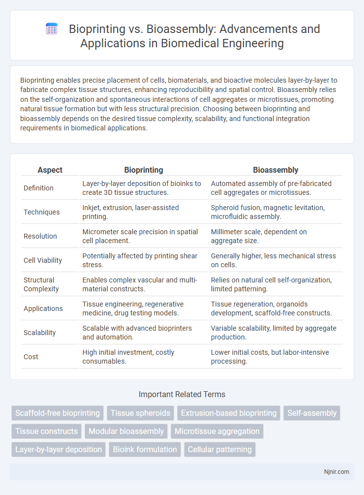 Bioprinting vs. Bioassembly: Advancements and Applications in Biomedical Engineering