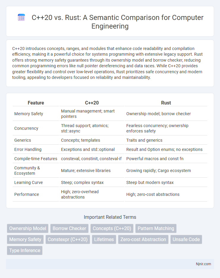C++20 vs. Rust: A Semantic Comparison for Computer Engineering