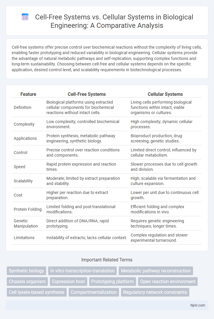 Cell-Free Systems vs. Cellular Systems in Biological Engineering: A Comparative Analysis