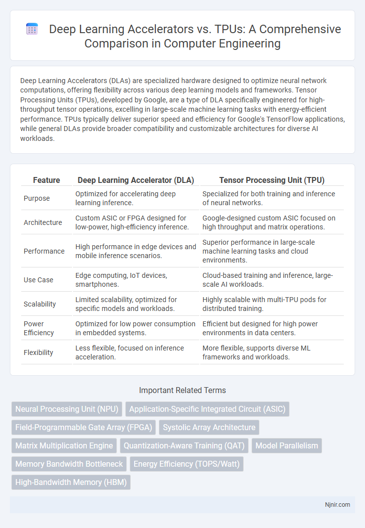 Deep Learning Accelerators vs. TPUs: A Comprehensive Comparison in Computer Engineering