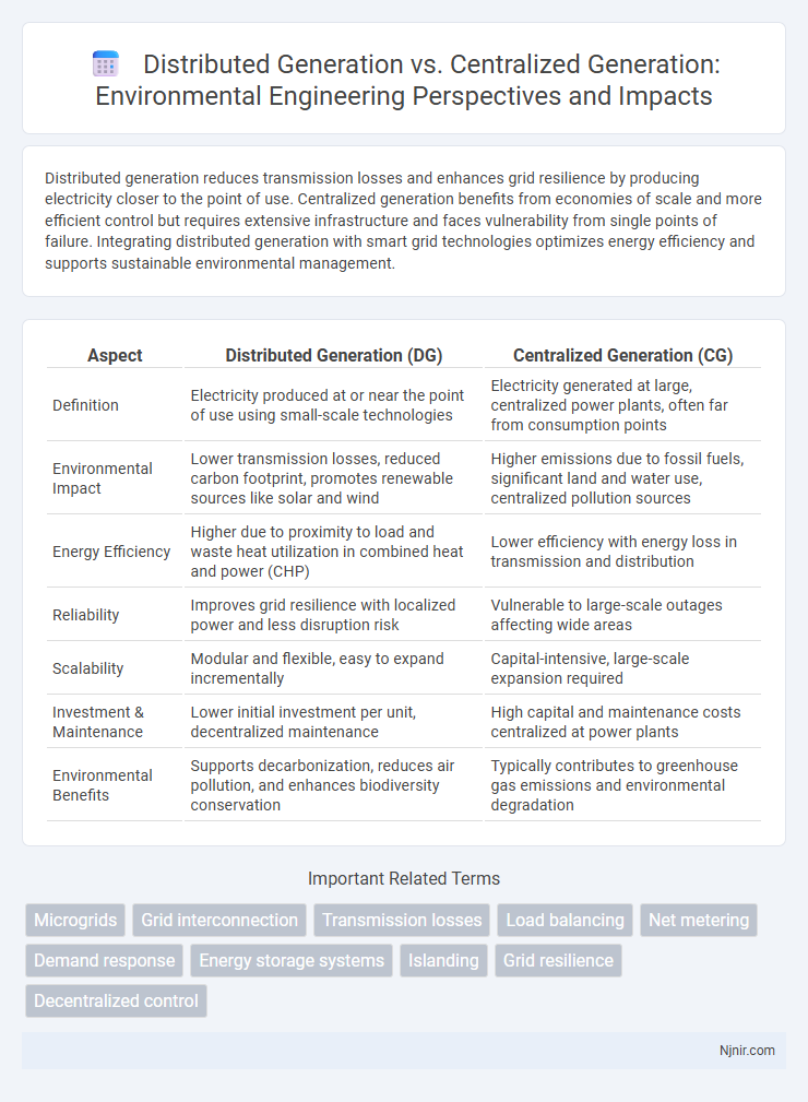 Distributed Generation vs. Centralized Generation: Environmental Engineering Perspectives and Impacts