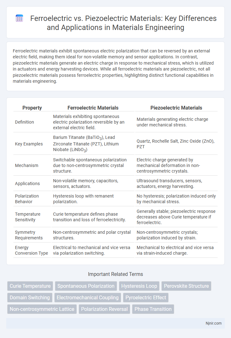 Ferroelectric vs. Piezoelectric Materials: Key Differences and Applications in Materials Engineering