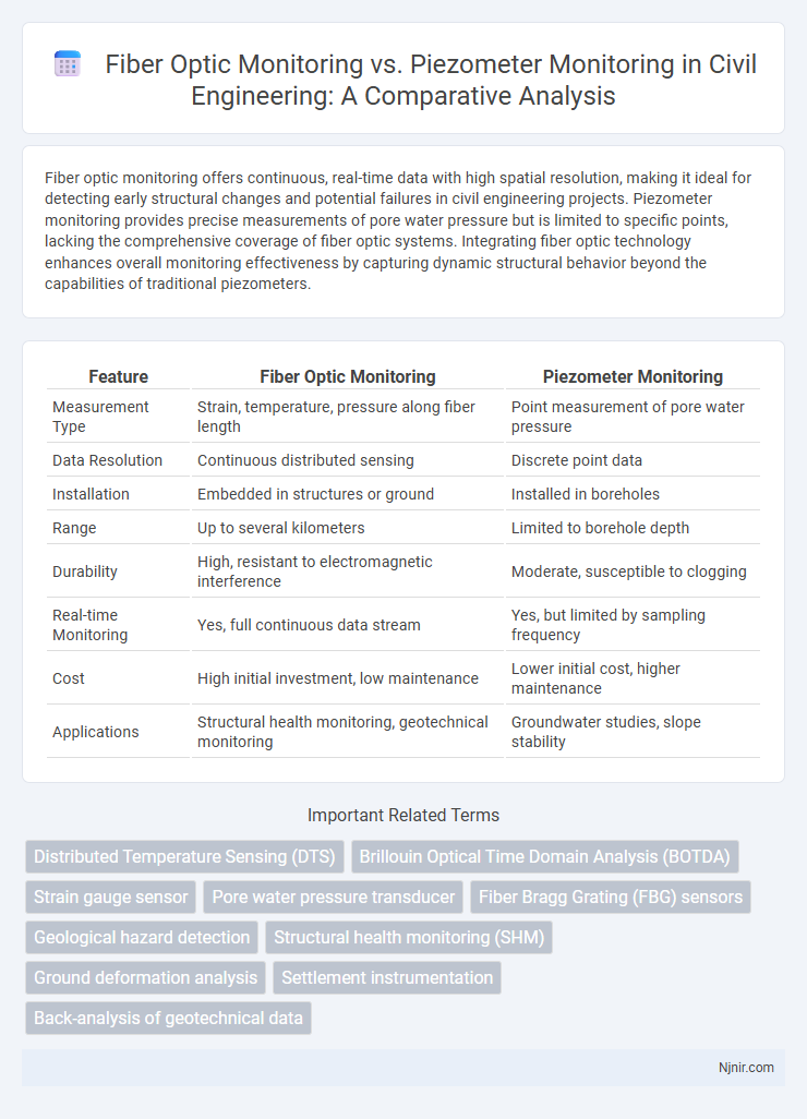 Fiber Optic Monitoring vs. Piezometer Monitoring in Civil Engineering: A Comparative Analysis