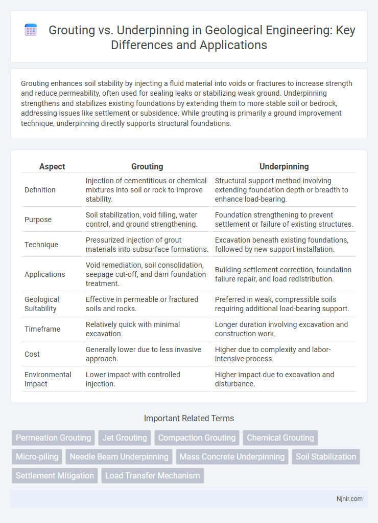 Grouting vs. Underpinning in Geological Engineering: Key Differences and Applications