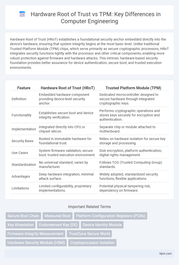 Hardware Root of Trust vs TPM: Key Differences in Computer Engineering