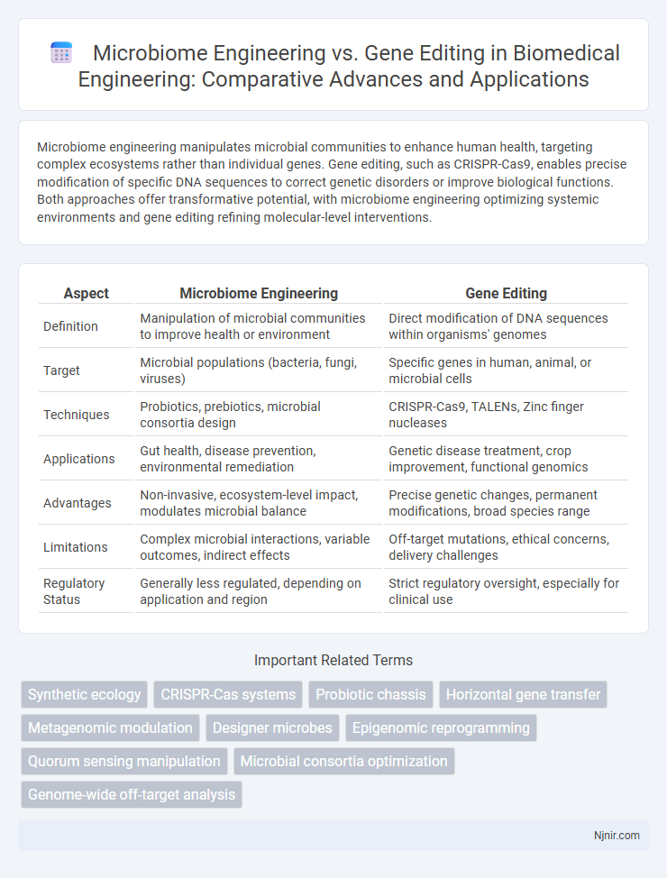Microbiome Engineering vs. Gene Editing in Biomedical Engineering: Comparative Advances and Applications