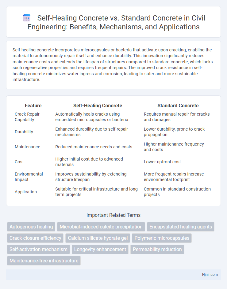 Self-Healing Concrete vs. Standard Concrete in Civil Engineering: Benefits, Mechanisms, and Applications