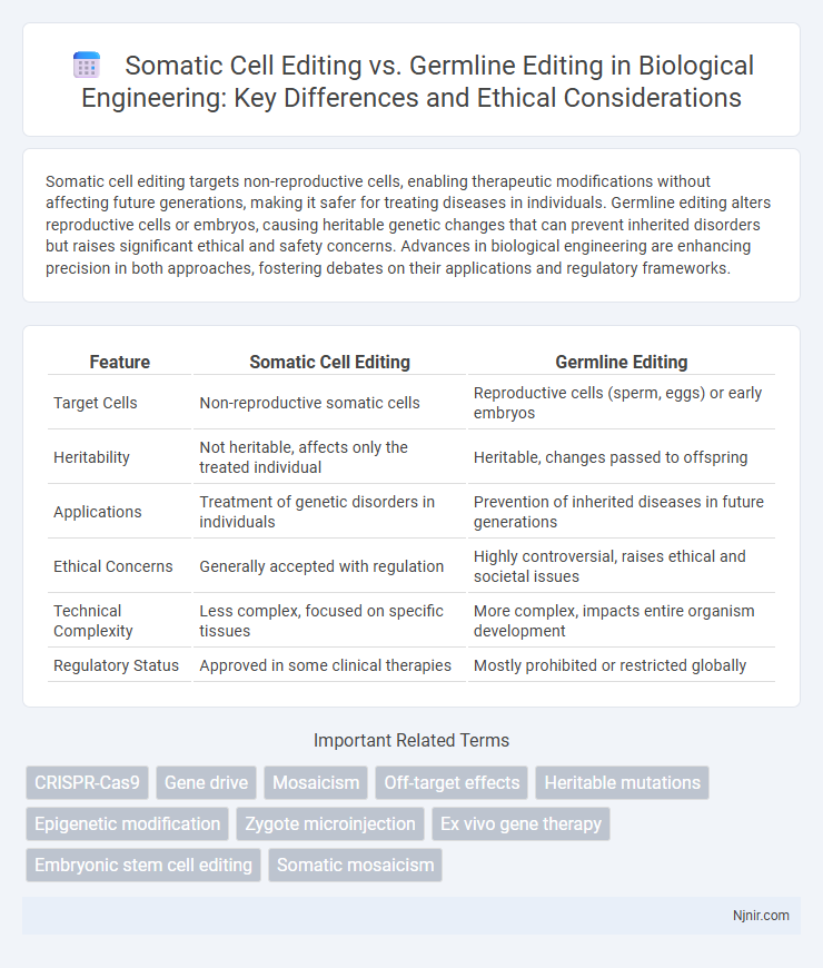 Somatic Cell Editing vs. Germline Editing in Biological Engineering: Key Differences and Ethical Considerations