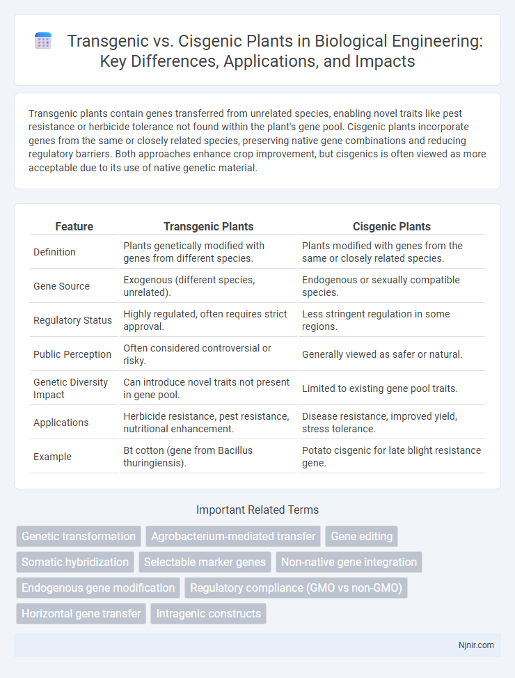 Transgenic vs. Cisgenic Plants in Biological Engineering: Key Differences, Applications, and Impacts