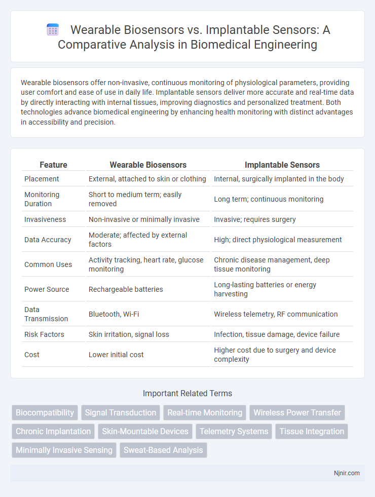 Wearable Biosensors vs. Implantable Sensors: A Comparative Analysis in Biomedical Engineering